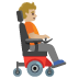 person in motorized wheelchair facing right, medium-light skin tone